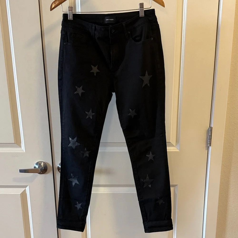 EUC Free People x Driftwood Jackie Black Star Pattern Skinny Jeans Size 27